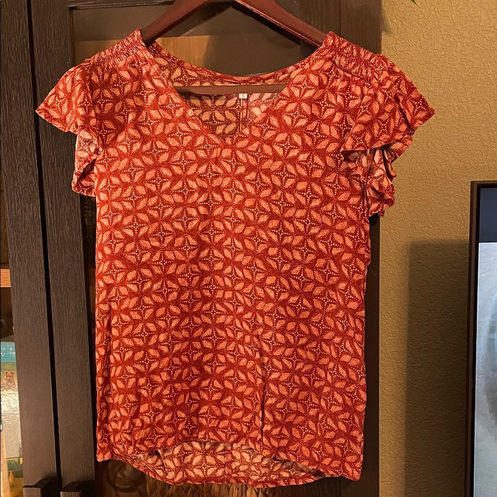Maurices Red Geometric Blouse